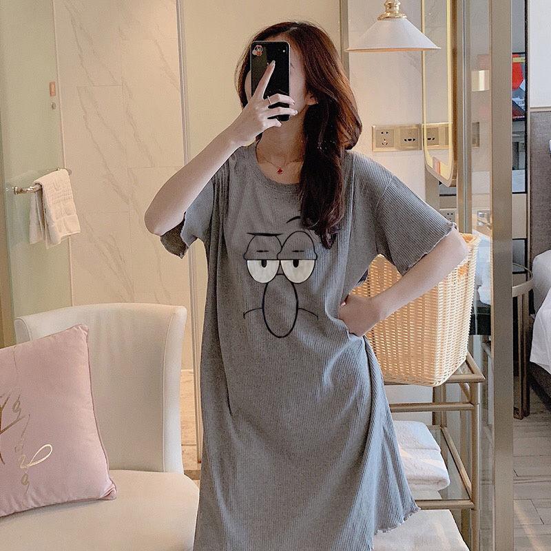 Ruffle Women's Summer Dress Short Sleeve Round Neck Knee-length Daily Wear Home
