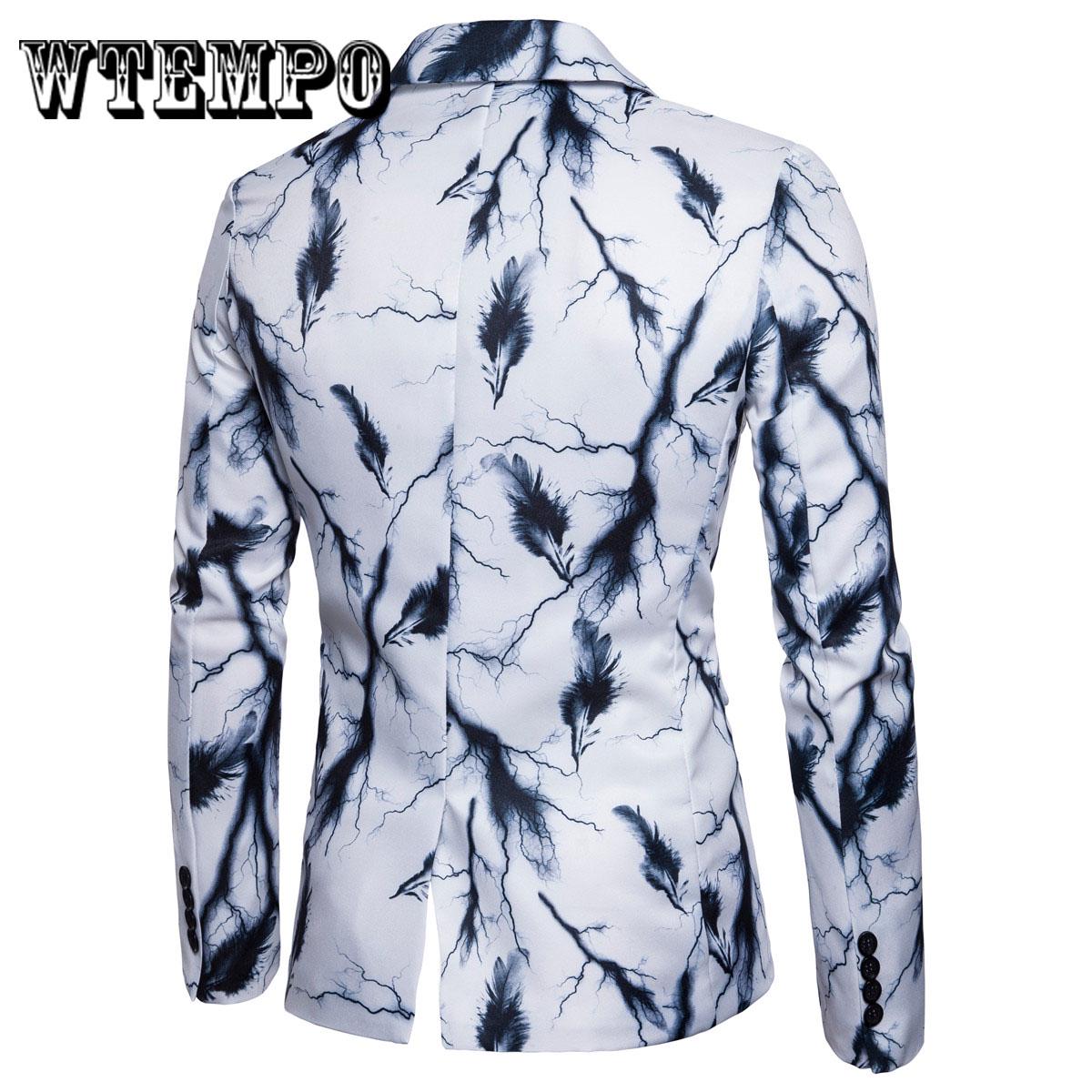 Fashion Jacquard Print Slim Jacket Men's Casual Business Party Wedding Blazer