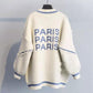 Pofulove Autumn Winter Women's Loose Alphabet Thick Knit Mid-length Sweater Cardigan Coat Women