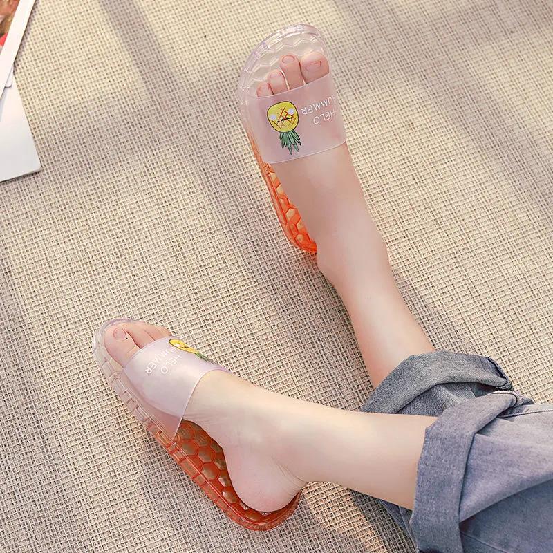 Crystal Slippers Women's Fashion Home Summer Outing Transparent Non-slip Deodorant Korean Student Women's Drag Sandals Bathroom
