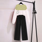 Two-piece Loose Hoodie Wide Leg Pants Casual Suit Women's Round Neck Long-sleeved Shirt + Loose Pants Casual and Comfortable
