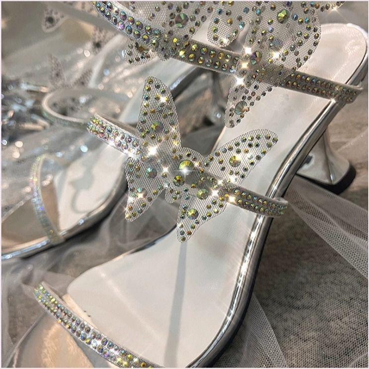 Rhinestone sandals female sexy wild fairy style stiletto heels fashion outside wear women's shoes