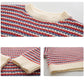 Autumn Cocoon Fashion Sweater Loose Outer Wear Casual Jacket Short Striped Sweater Sweater