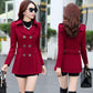 Winter Woolen Coat Women Double Breasted Overcoat Turn-down Collar Slim Outerwear Female Trench Coat