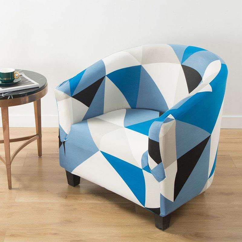 Club Chair Slipcover Stretch Armchair Covers Printed Tub Chair Cover Sofa Cover Spandex Couch Covers for Bar Counter Living Room