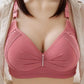 Female Large Size Full Cup No Steel Ring Thin Cotton Soft Skin-Friendly Bra Gather Adjustable Shape Sexy Lace Bra