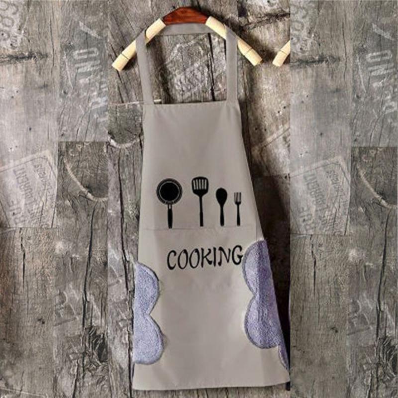 Hand-wiping Apron Female Adult Pocket Overalls Kitchen Overalls Baking Room Overalls Kitchen Aprons Waterproof and Oil-proof