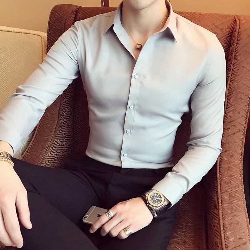 Men's Korean Style Summer Thin Trend Casual Shirt Youth Fashion Long-sleeved Shirt