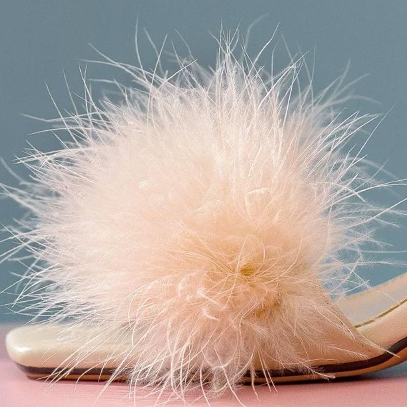 Hairy Sandals Female Summer Fairy Style Thick Heel Mid-heel Fashion High Heels