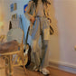 Retro High Waist All-match Loose Straight Pants Autumn and Winter Personality Ripped Beggar Patch Jeans