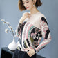 Ethnic Style Plus Size Printed Wool Sweater Ladies Thin Knit Bottoming Sweater O-neck Short Cashmere Sweater Jumper