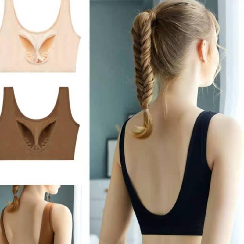 Pure Cotton Beauty Back Big U-shaped Sports Vest Fitness Bra Yoga Underwear Women's No Steel Ring Tube Top Gather Anti-failure Sports Underwear