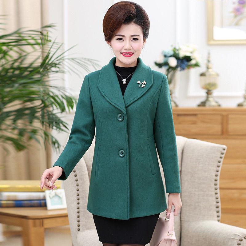 Wool Blend Coat Autumn Winter Jacket Ladies Mujer Fashion Turn-down Collar Solid Casaco Feminino