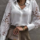 Spring/Summer Long Sleeve Thin Large Size Loose Ladies Solid Color Casual Lace Patchwork Shirt