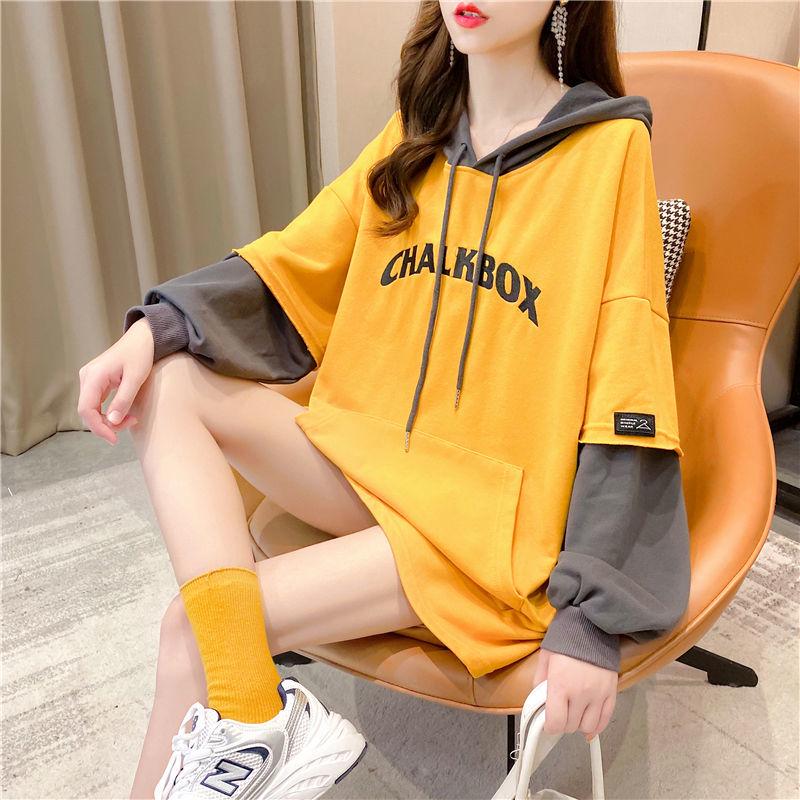 Mid-length Sweater Winter Fashion Letter Printing Solid Color Middle School Student Women's Jacket