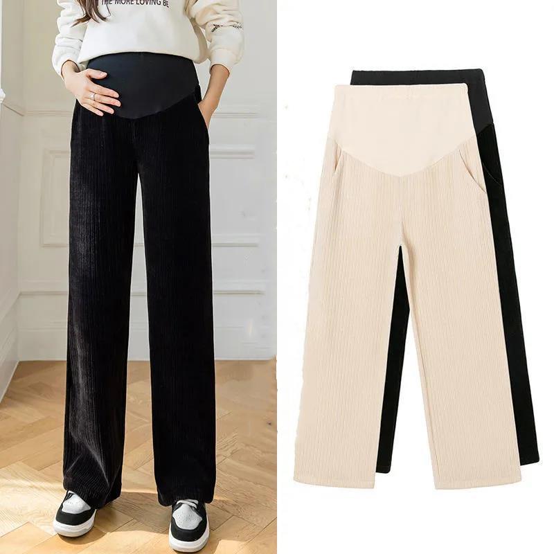 Maternity Pants Spring and Autumn Outer Wear Trousers Fashion Loose Spring Wide-leg Pants Maternity Pants Plus Velvet Autumn and Winter Models
