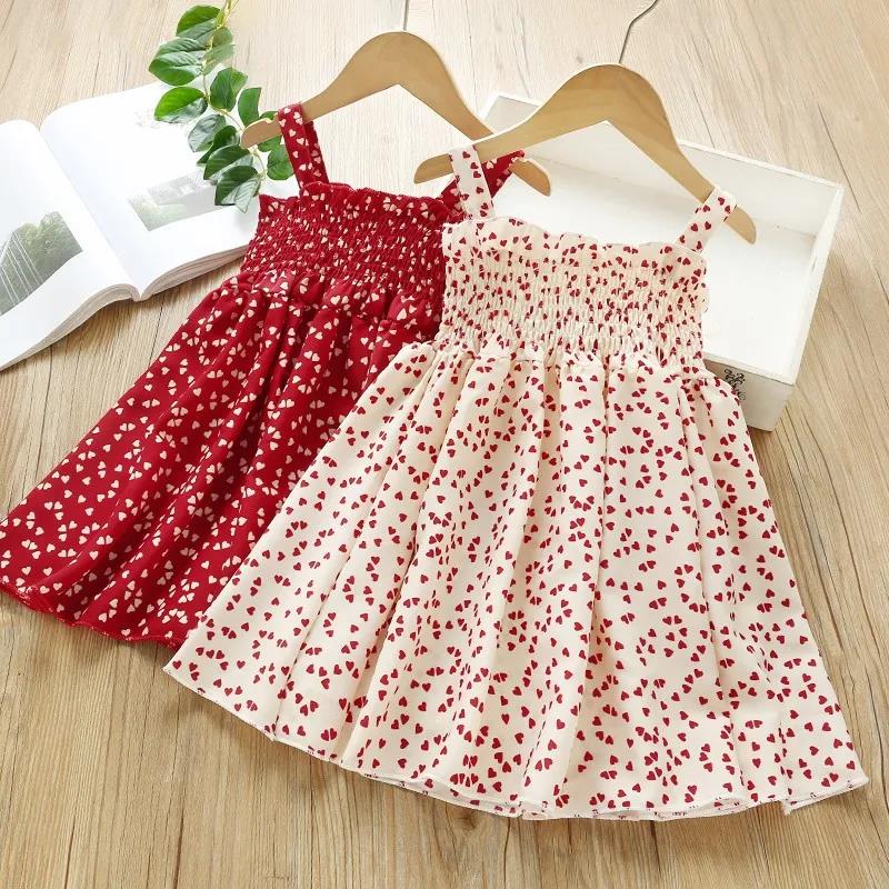 Girls Suspender Dress Summer Polka Dot Dress 4-8 Year Old Girls Fashionable Dress