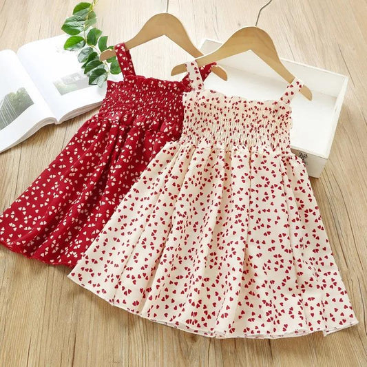 Girls Suspender Dress Summer Polka Dot Dress 4-8 Year Old Girls Fashionable Dress