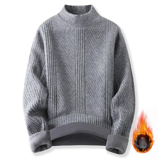 Autumn and Winter Men's Round Neck Sweater Thickened Warmth Pullover Sweater Youth Top