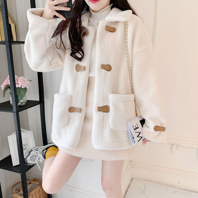 Faux Lamb Fur Coat Female Short Short Autumn and Winter Korean Style Loose All-match Blouse