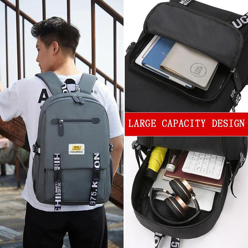 Backpack Men's Large-capacity Fashion Trend Cover Oxford Cloth Backpack Junior High School Student School Bag