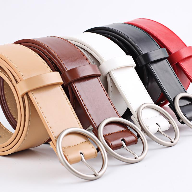 Leather Belt Women Leather Vintage Casual Waist Belt Ring Pin Buckle