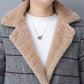 Thick and Fluffy Woolen Coat Women's Mid-length Large Size Plaid Cotton Coat Warm Women's Coat