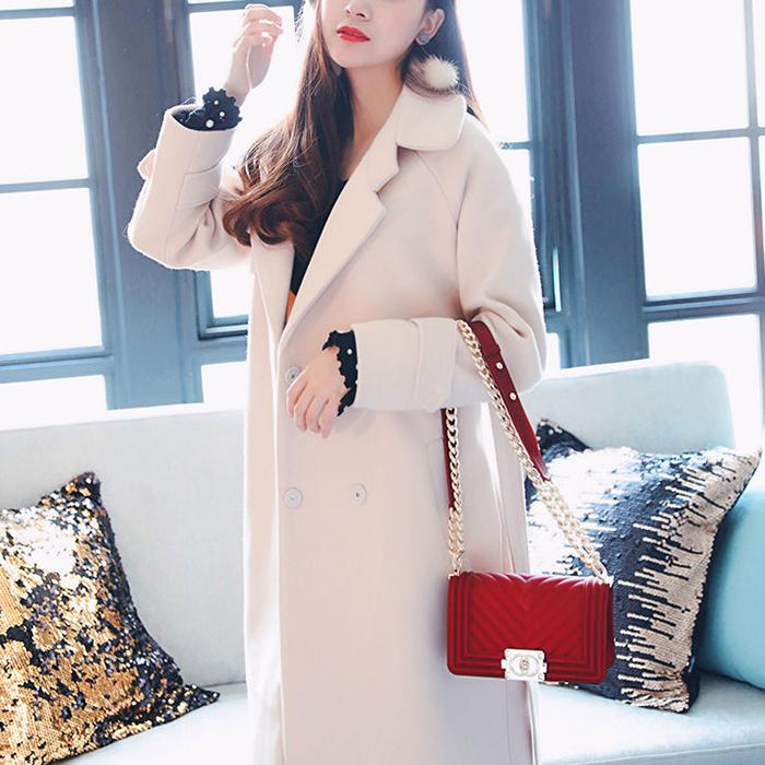 Longfeng Mid-length Woolen Women's Coat Autumn and Winter Student Fashion Woolen Coat