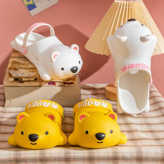 Cartoon Bear Sandals and Slippers Women's Summer Travel Slippers Thick-soled Soft Sandals Parent-child Slippers