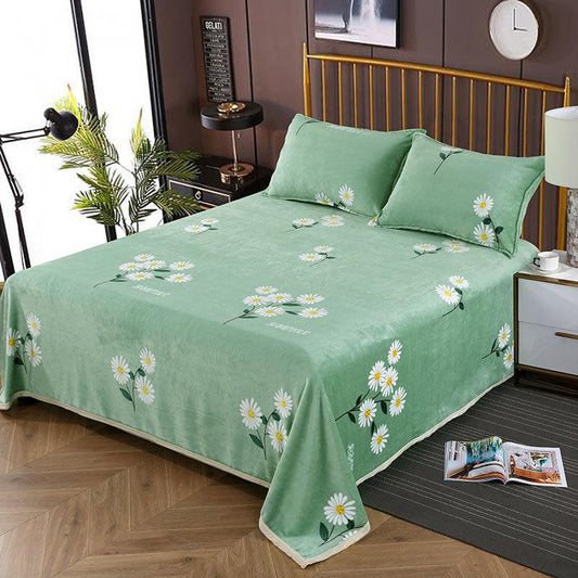 Winter Coral Fleece Bed Sheet Single Thick Single Plus Fleece Blanket Double Bread Side Flannel Blanket Sofa Decoration Warm Cover Blanket