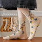 Five Pairs of Women's Socks Fashion Print Cartoon Pattern Socks Winter Thick Warm Pile Pile Socks