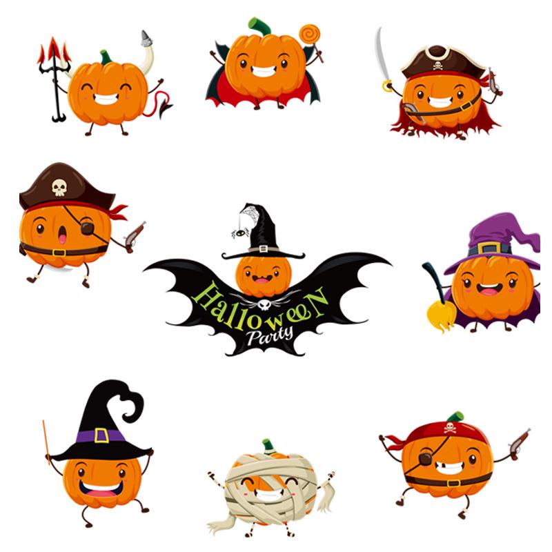 Glass door window stickers Halloween pumpkin lamp wall stickers