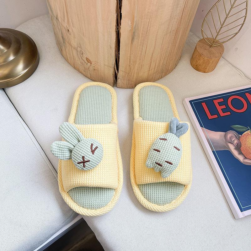 Slippers Women's Linen Slippers Parent-child Cute Home Indoor Non-slip Cotton Linen Cloth Art Spring and Autumn Children's Floor Slippers