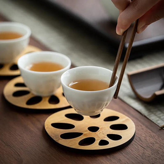 6pcs Bamboo Tea Cup Cushion Insulation Pad Pot Cup Holder Spare Parts Tea Set