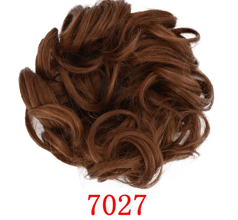 Girls Curly Scrunchie Chignon Rubber Band Multicolor Synthetic Hair Ring Wrap on Messy Bun Ponytails