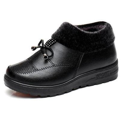 Winter Plus Velvet Warm Women's Cotton Shoes Soft Sole Thickened Waterproof Non-slip Leather Boots