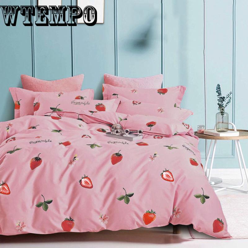 Print Bedding Set Cotton Twin Queen Size Duvet Cover Flat Sheet/Fitted Sheet Pillow Cases