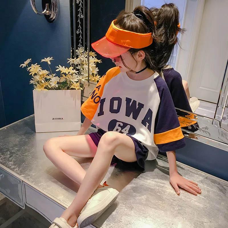 Cotton Comfortable Soft Girls Short Sleeve Shorts Casual Suit Summer Sports Loose Cool Breathable Two-piece Set