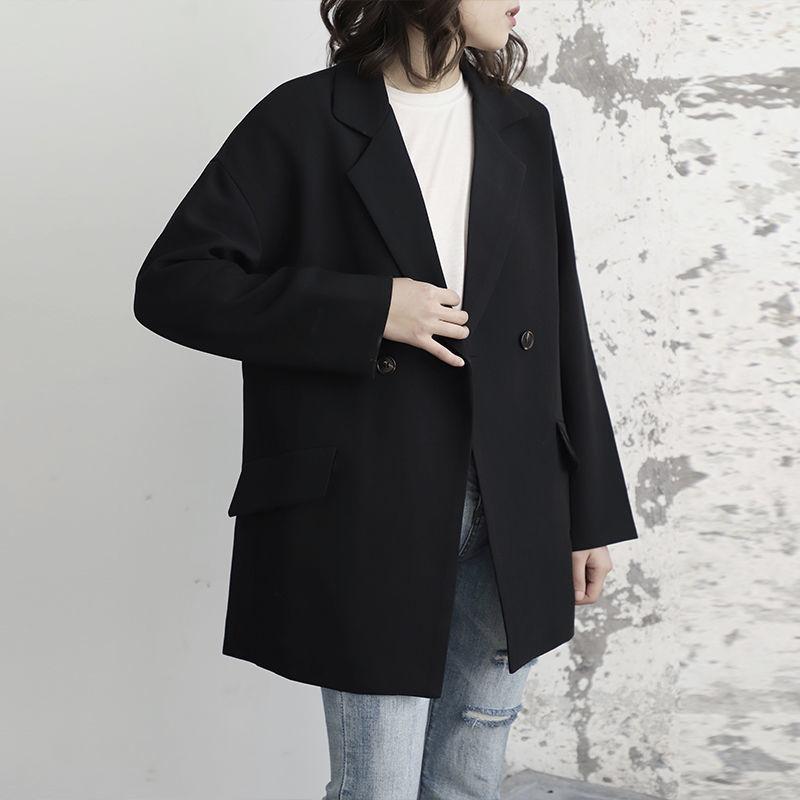 Gray Suit Jacket Design Sense Temperament Casual Loose Women's Casual Suit Jacket Long Section of Small Suit British Style