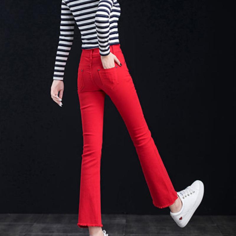 Slim Jeans Women's Summer Pants Stretch Slim Flared Pants Women's High Waist Drape Thin Nine-point Pants