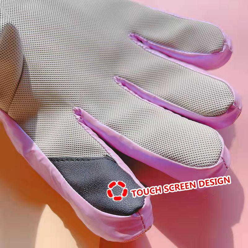 Female Winter Ski Gloves Touch Screen Plus Velvet Thick Warm Cute Student Mountaineering Waterproof and Windproof Riding Gloves Skateboard Gloves