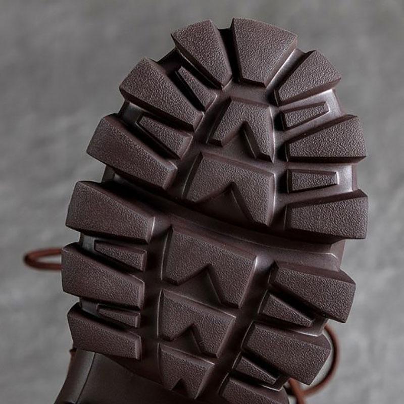 Leather Martin Boots Sponge Cake Thick-soled Round Toe Retro Mid-tube Boots Female British Style Boots Winter Snow Boots Plus Velvet Shoes