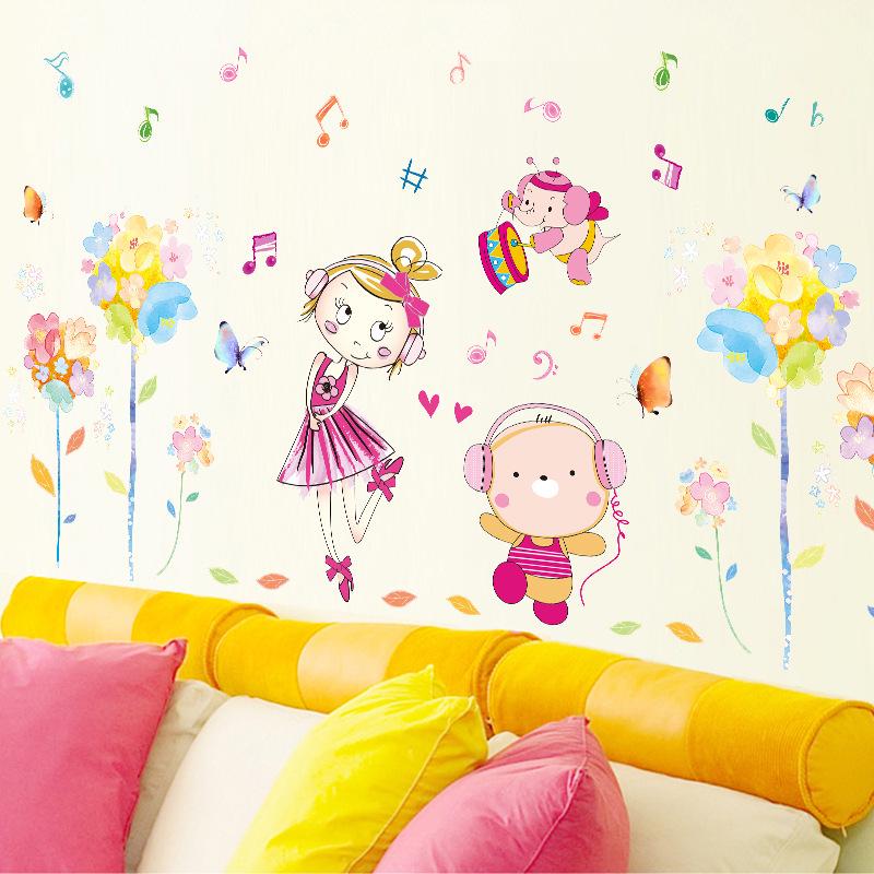 [Music girl] wall sticker The third generation of removable