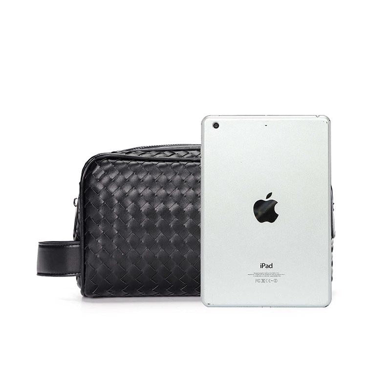 Long Wallet Men Anti-theft Multi-function Woven Card Holder Clutch Bag Purse Hand-held Wallet