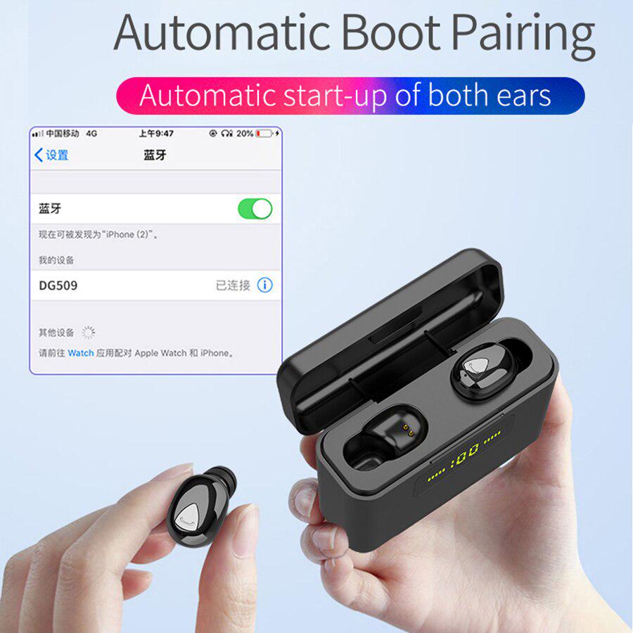 TWS Bluetooth True Wireless Earphones Earbuds TWS Waterproof 2200mAh Power Bank for Smart Phones