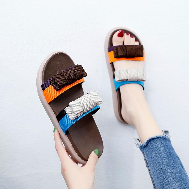 Slippers Women Wear Summer Korean Flat Bottom Net Red Beach Shoes Thick Bottom Sports Sandals and Slippers Ins Tide