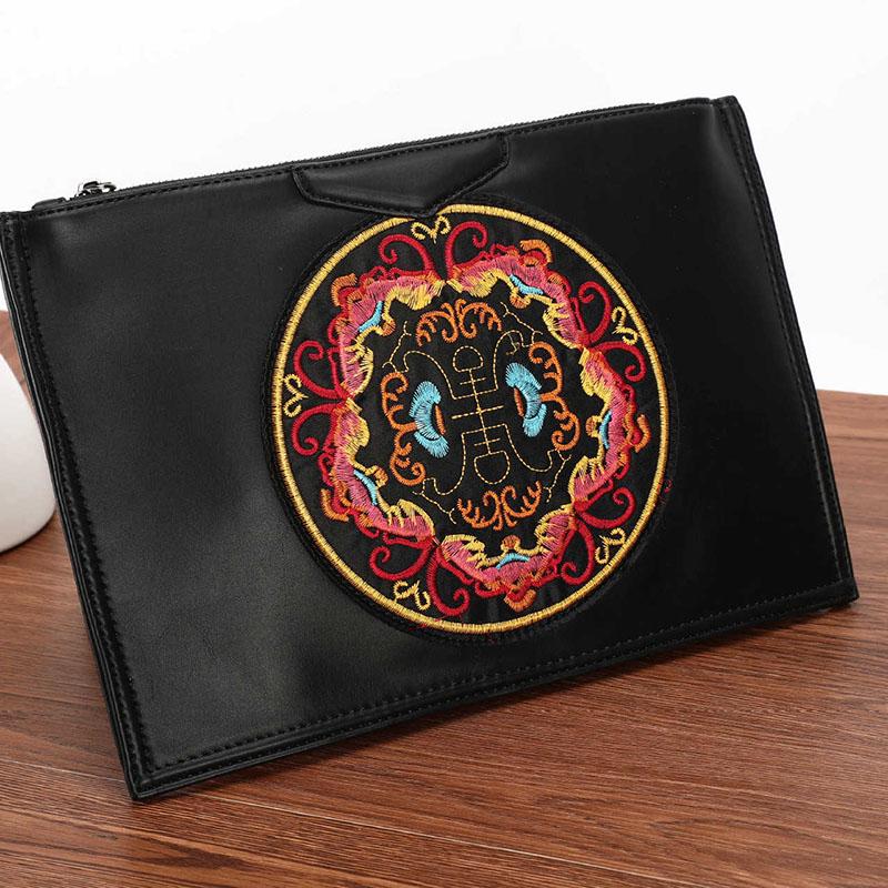 Business Briefcase Men National Style PU Leather Joker Zipper Waterproof Handbag Shoulder IPAD Bag