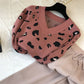 2pcs/set Women Knit Leopard Pullover Sweater+Pants 2 piece Sets ladies Jumpers Trousers 2 PCS Outfits