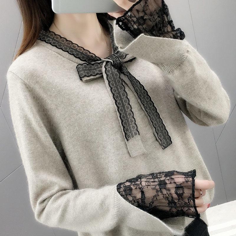 Women Sweaters Newest Long Sleeve Backless Sweater Autumn Pullover Sexy Deep V-neck Knitted Tops