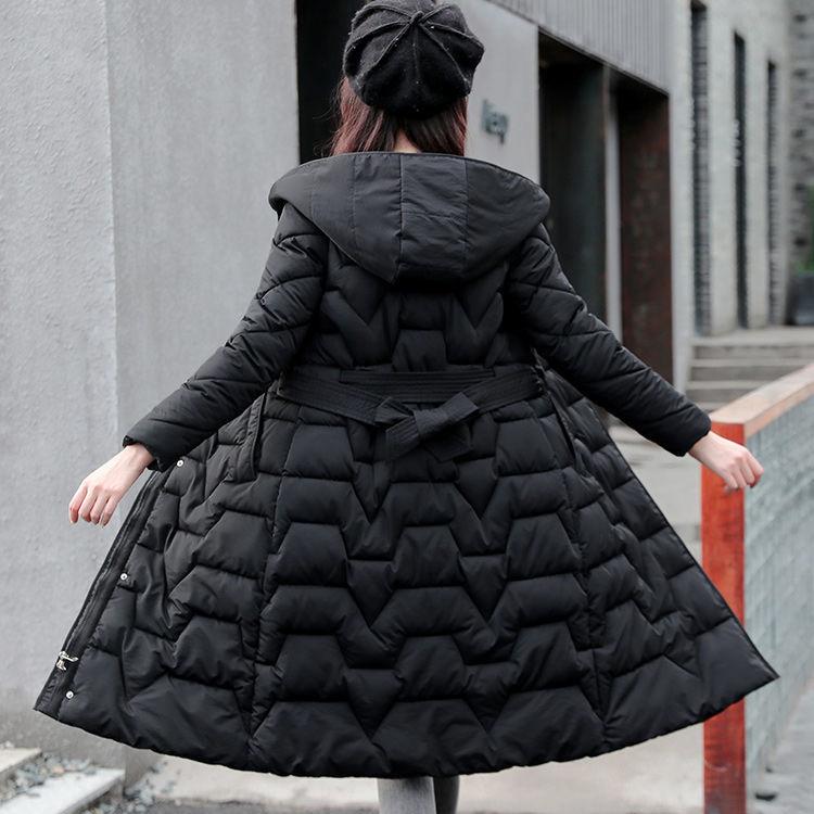 Women's Winter Long Wadded Jacket Female Plus Size Solid Color Hooded Cotton-padded Clothes Casual Loose Warm Down-filled Coats